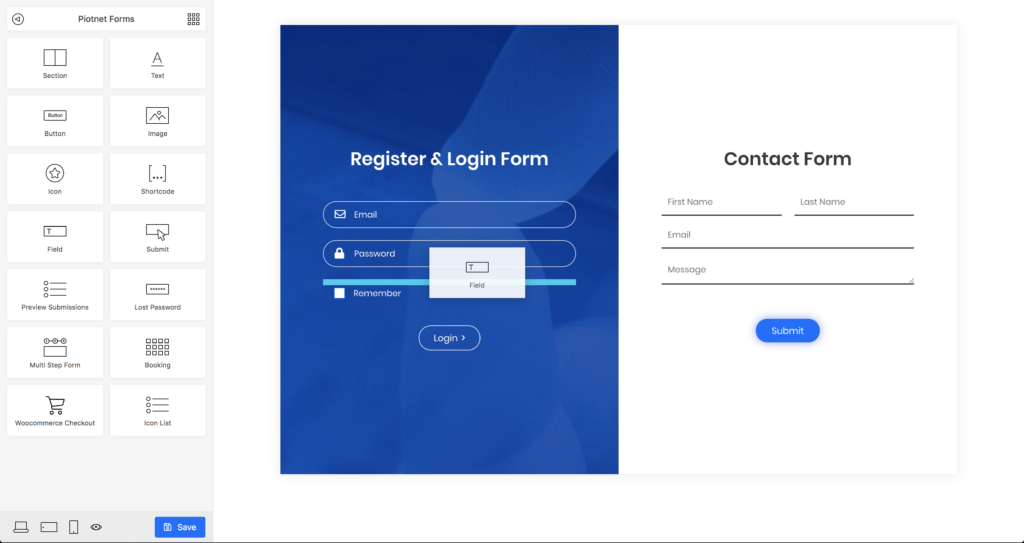 Piotnet Forms visuele formuliereditor