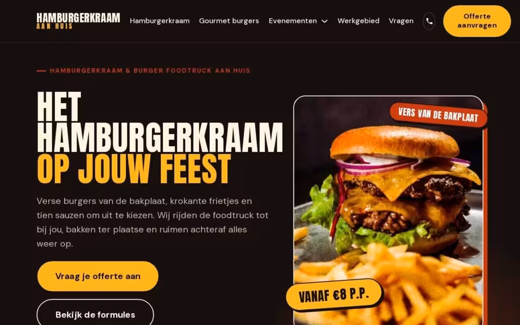 Website Hamburgerkraam aan huis