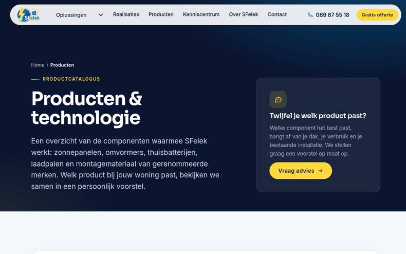 Productcatalogus op sfelek.be