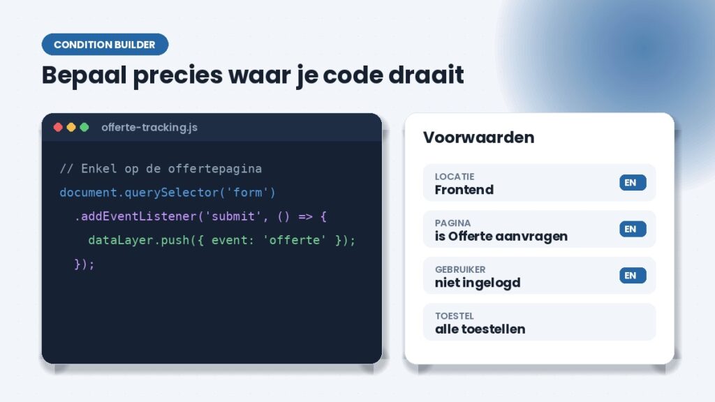 Snippet met voorwaarden: enkel op de offertepagina