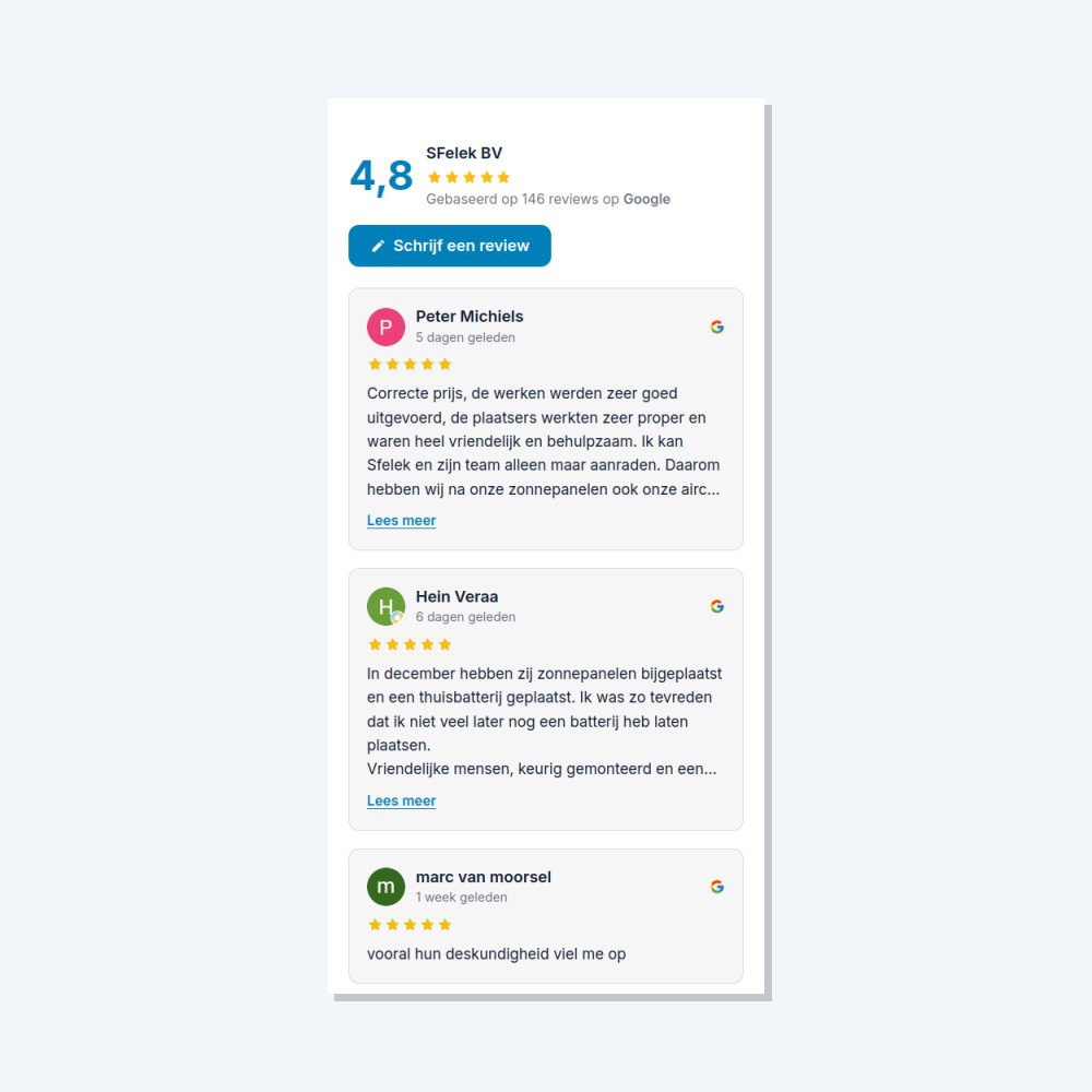 Startnet Google Reviews op mobiel