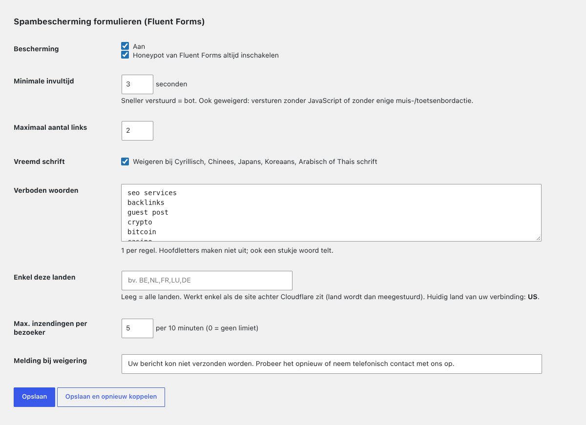Startnet Analytics: instellingen voor spambescherming van formulieren